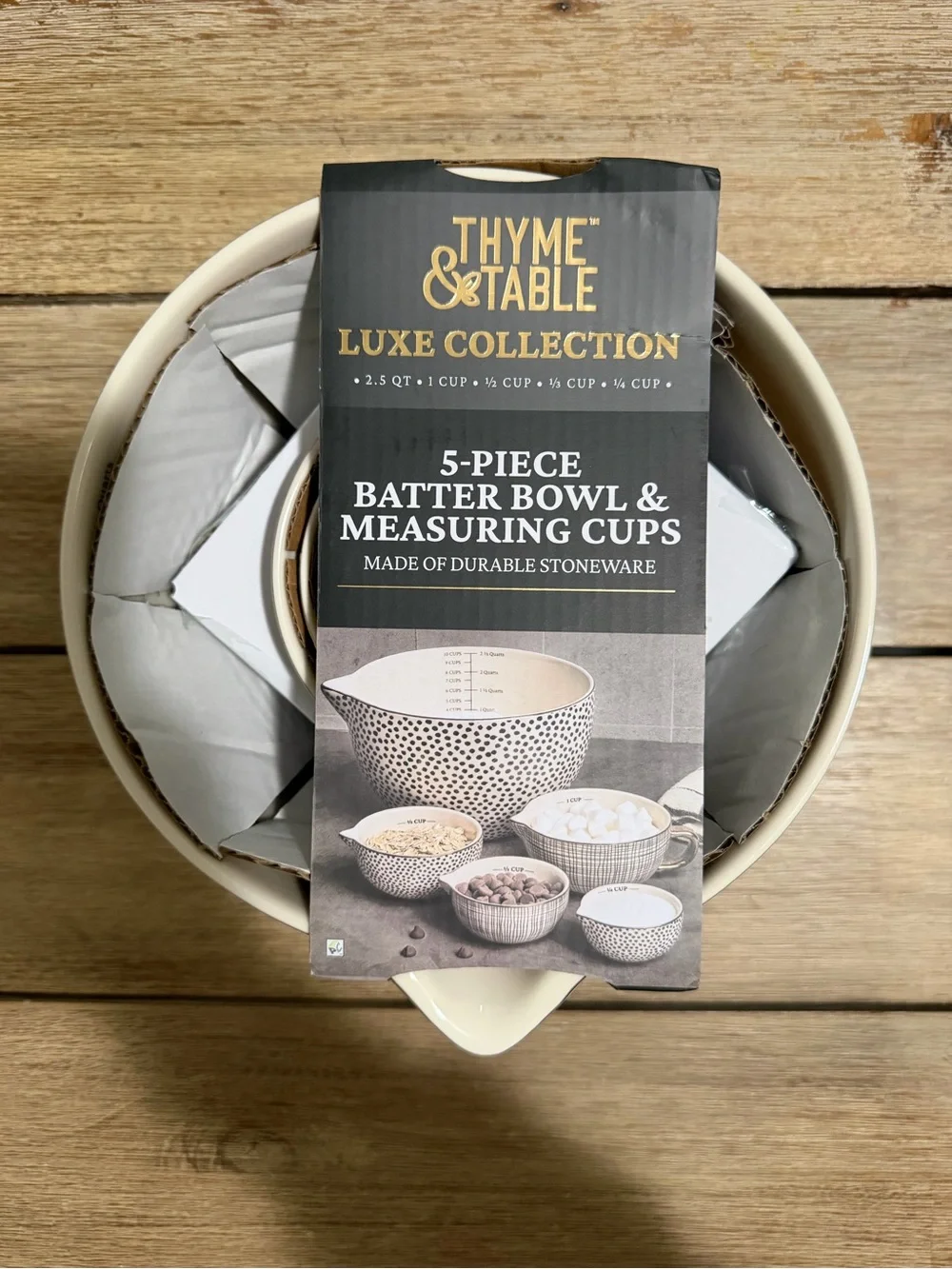 Thyme & Table Luxe Collection 5-Piece Cream Batter Bowl & Measuring Cups